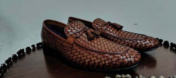 Hand-woven leather loafers for men – artisan-crafted formal slip-ons – premium design – LF-HW-016