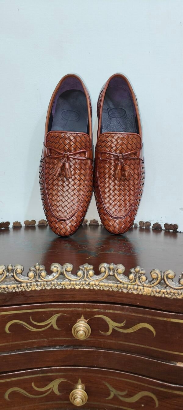 Hand-woven leather loafers for men – artisan-crafted formal slip-ons – premium design – LF-HW-016