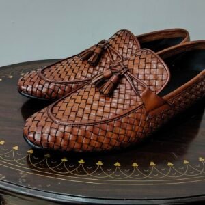 Hand-woven leather loafers for men – artisan-crafted formal slip-ons – premium design – LF-HW-016