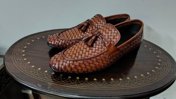 Hand-woven leather loafers for men – artisan-crafted formal slip-ons – premium design – LF-HW-016