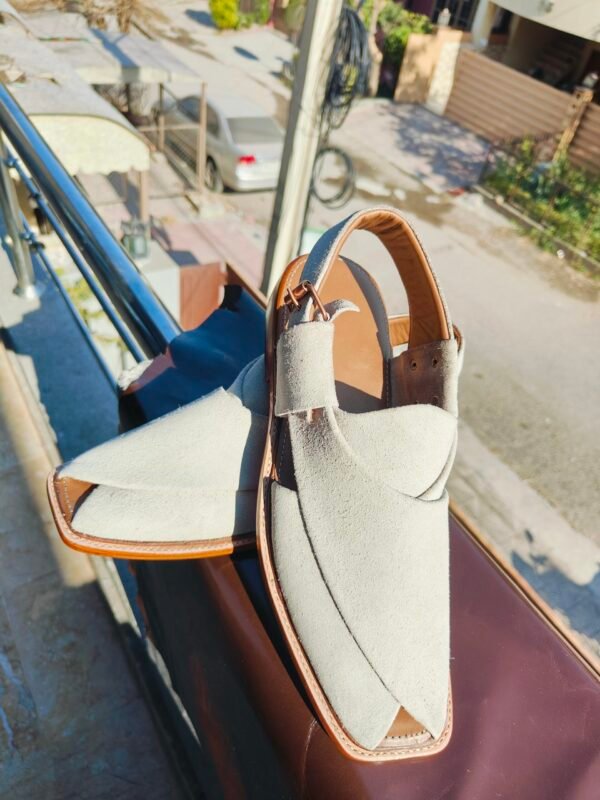 Off-white suede chapli for men, handcrafted traditional footwear – CH-OS-005