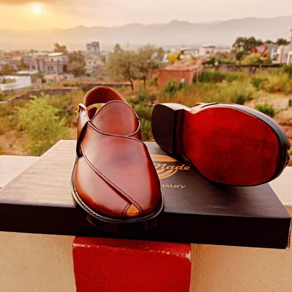 Handmade orange tan chapli with double leather sole for men – CH-OT-003