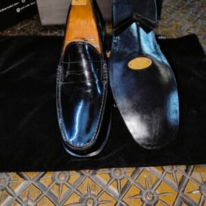 Glossy patent leather loafers for men – formal slip-on shoes with leather sole – LF-PA-018