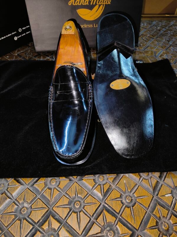 Glossy patent leather loafers for men – formal slip-on shoes with leather sole – LF-PA-018