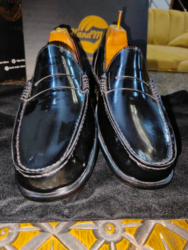 Glossy patent leather loafers for men – formal slip-on shoes with leather sole – LF-PA-018