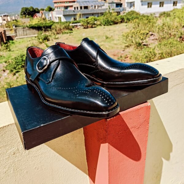 Handmade single buckle leather monkstraps MK-SBM-020 for men