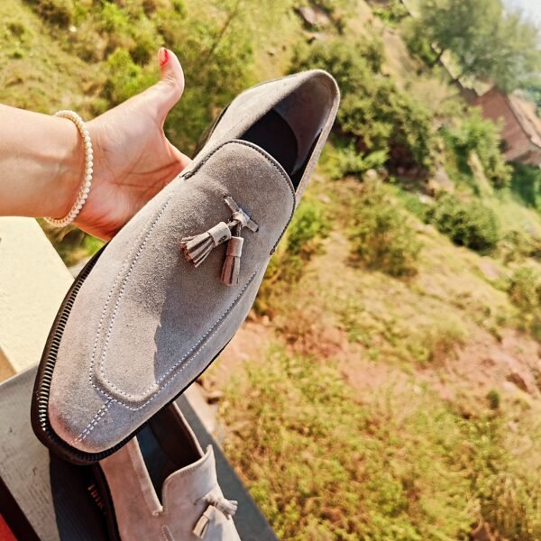 Handmade suede tassel loafers LF-SLWT-008 with rubber and leather sole options