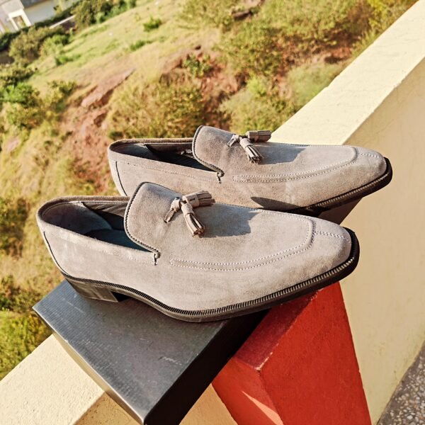 Handmade suede tassel loafers LF-SLWT-008 with rubber and leather sole options