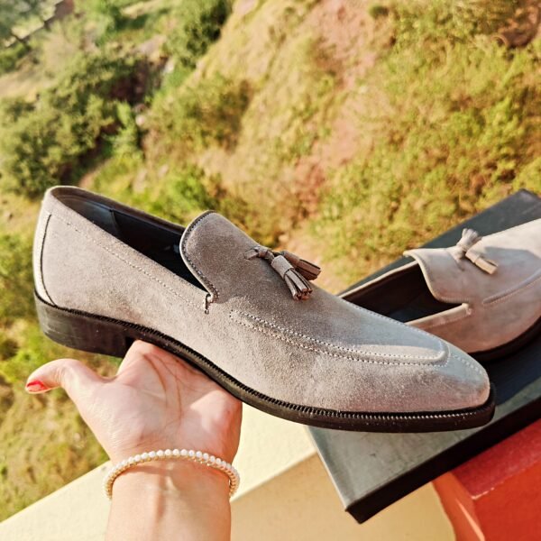 Handmade suede tassel loafers LF-SLWT-008 with rubber and leather sole options