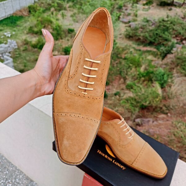 Camel Suede Oxfords with leather sole options