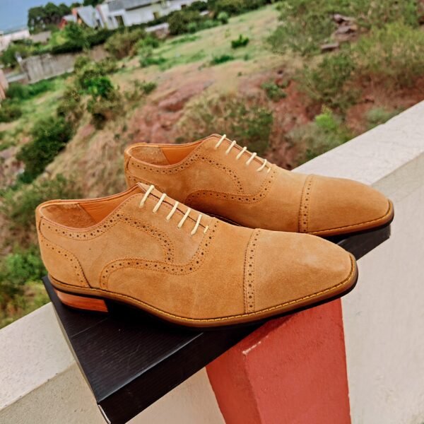 Camel Suede Oxfords with leather sole options