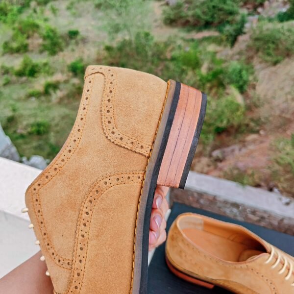 Camel Suede Oxfords with leather sole options