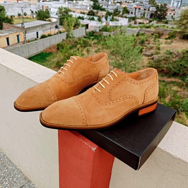 Camel Suede Oxfords with leather sole options