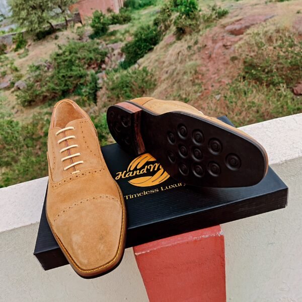 Camel Suede Oxfords with leather sole options