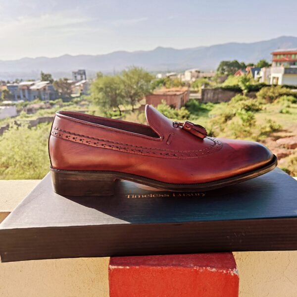 Burgundy Tassel Brogue Moccasins Loafers with leather sole options