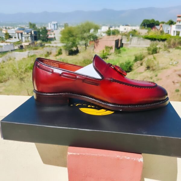 Tassel Burgundy Loafers with double leather sole – handcrafted luxury footwear for men