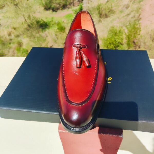 Tassel Burgundy Loafers with double leather sole – handcrafted luxury footwear for men