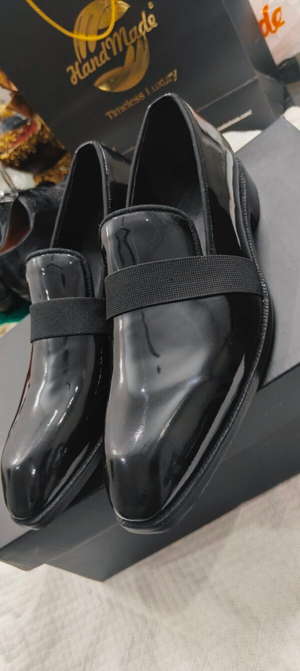 Elegant black tuxedo loafers for men – formal slip-on shoes for evening wear – LF-TX-017