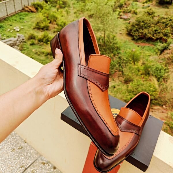 Handmade Two Tone Loafers with leather sole options