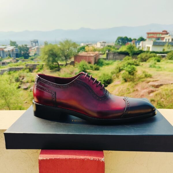 Two Tone Burgundy Oxfords OX-TTO-013 – handcrafted premium leather dress shoes for men.