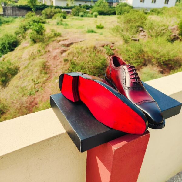 Two Tone Burgundy Oxfords OX-TTO-013 – handcrafted premium leather dress shoes for men.