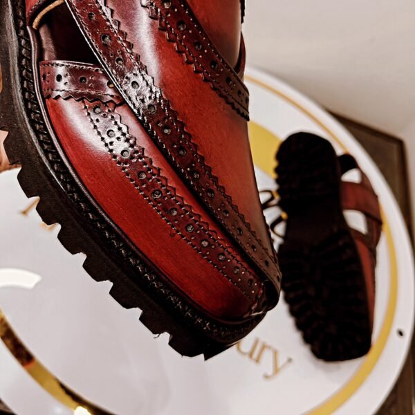 Handcrafted burgundy chapli for men with Vibram sole – CH-VS-002