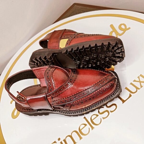 Handcrafted burgundy chapli for men with Vibram sole – CH-VS-002
