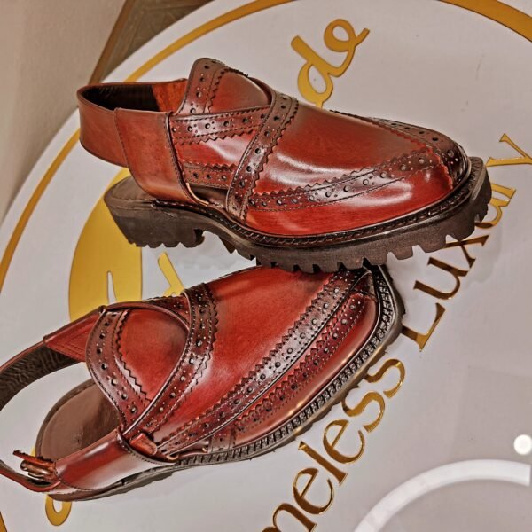 Handcrafted burgundy chapli for men with Vibram sole – CH-VS-002