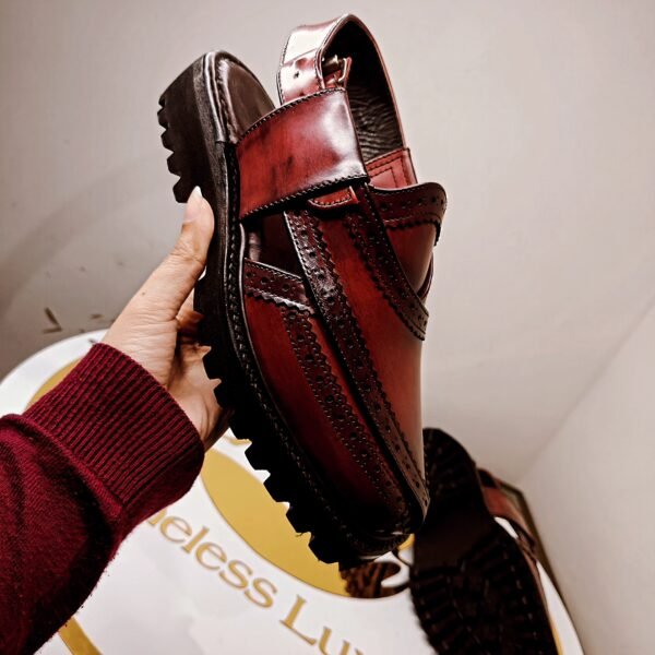Handcrafted burgundy chapli for men with Vibram sole – CH-VS-002