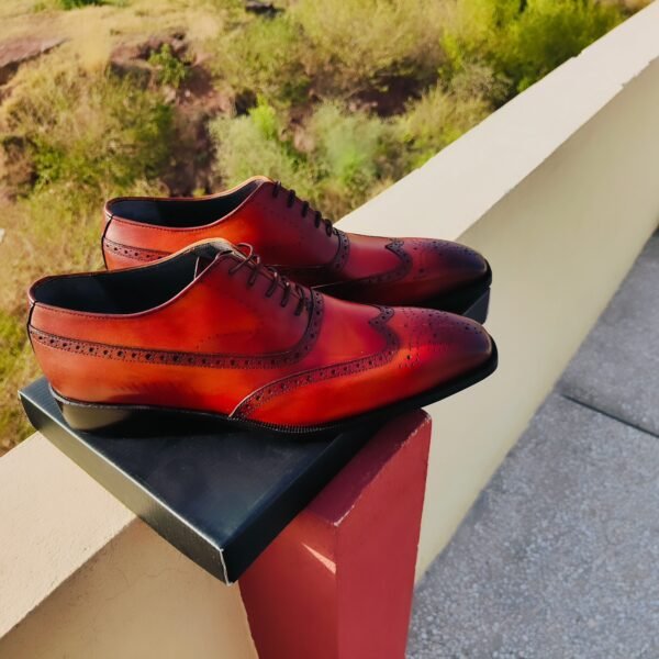 Wingtip Oxfords for men with brogue detailing – classic formal leather shoes – OX-WO-021