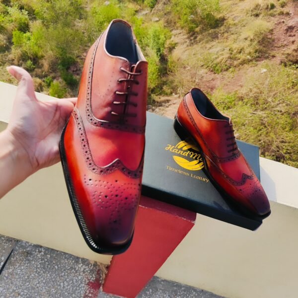 Wingtip Oxfords for men with brogue detailing – classic formal leather shoes – OX-WO-021