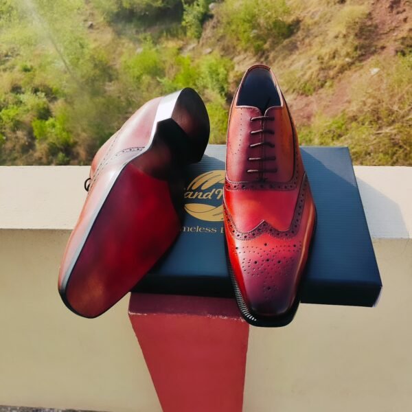 Wingtip Oxfords for men with brogue detailing – classic formal leather shoes – OX-WO-021