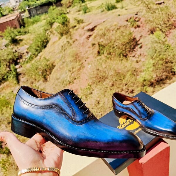 Blue Oxfords for men – elegant leather formal shoes in deep blue – OX-BO-024