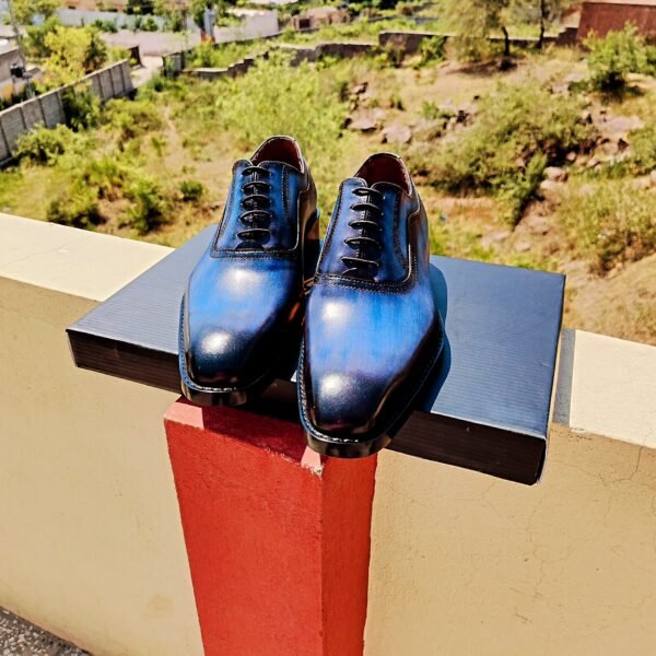 Blue Oxfords for men – elegant leather formal shoes in deep blue – OX-BO-024