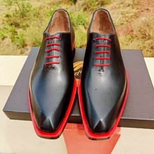 Diamond Toe Oxfords for men – elegant formal leather shoes with unique diamond-cut toe – OX-DT-023