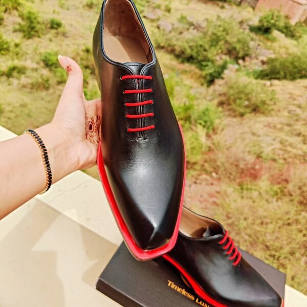 Diamond Toe Oxfords for men – elegant formal leather shoes with unique diamond-cut toe – OX-DT-023