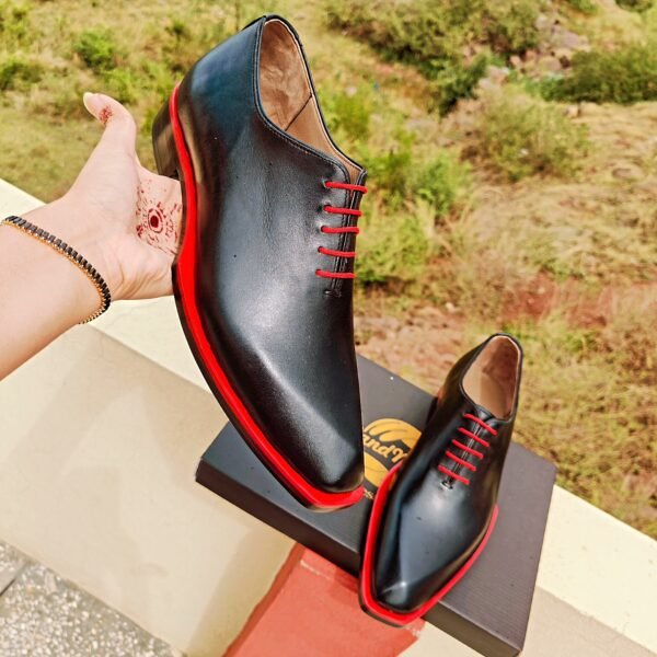 Diamond Toe Oxfords for men – elegant formal leather shoes with unique diamond-cut toe – OX-DT-023
