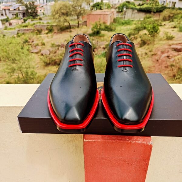 Diamond Toe Oxfords for men – elegant formal leather shoes with unique diamond-cut toe – OX-DT-023
