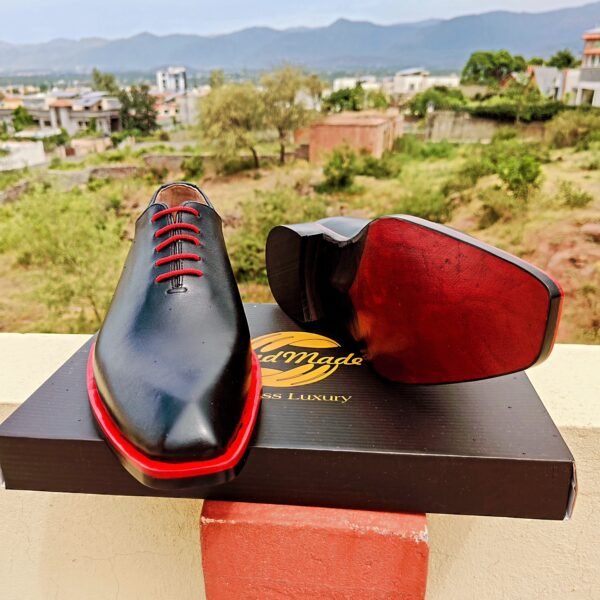 Diamond Toe Oxfords for men – elegant formal leather shoes with unique diamond-cut toe – OX-DT-023