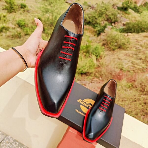 Diamond Toe Oxfords for men – elegant formal leather shoes with unique diamond-cut toe – OX-DT-023