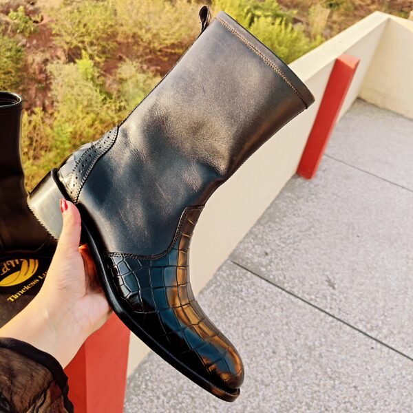 Men’s long boots – high-cut leather boots with sleek, bold design – BT-LB-015