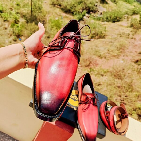 Pink Two Tone Oxfords with matching belt – stylish formal leather shoes for men – OX-TTO-026