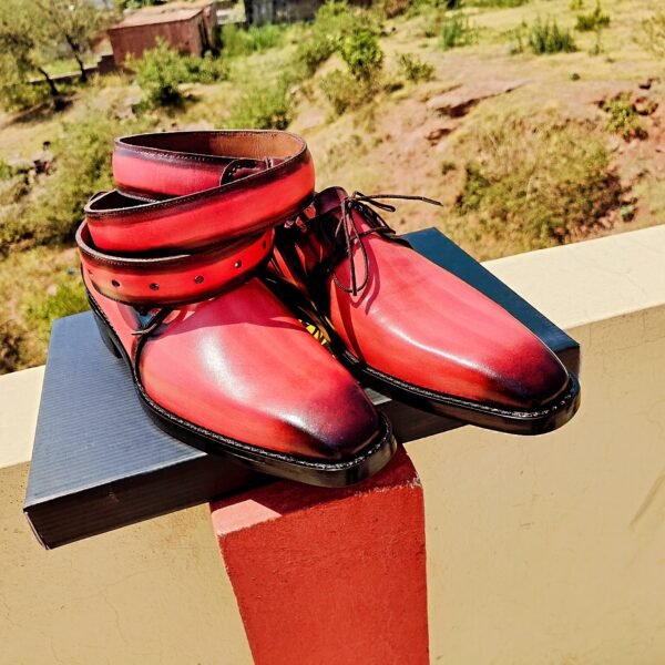 Pink Two Tone Oxfords with matching belt – stylish formal leather shoes for men – OX-TTO-026