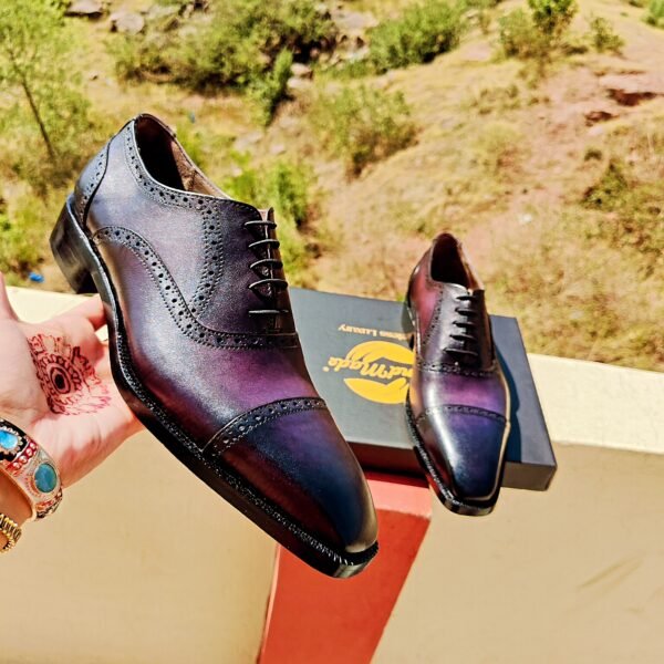 Two Tone Oxfords for men – dual color formal leather shoes with classic design – OX-TTO-022