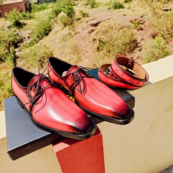 Pink Two Tone Oxfords with matching belt – stylish formal leather shoes for men – OX-TTO-026