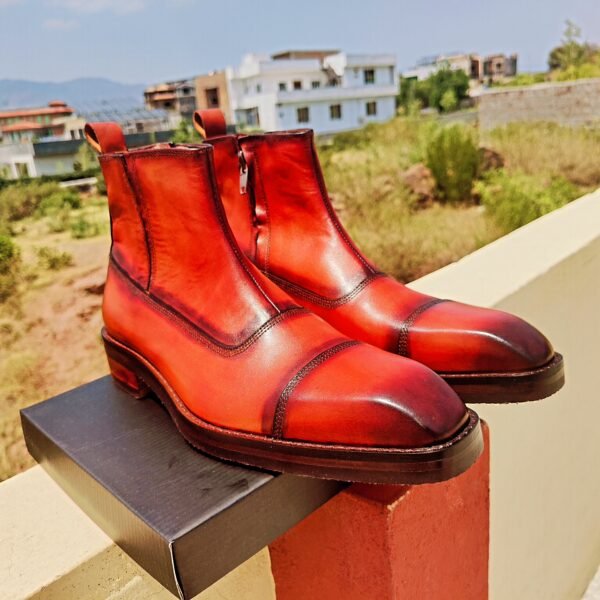 Men’s zipper boots – sleek leather boots with side zipper and elegant design – BT-ZB-014
