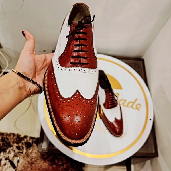 Brogue Oxfords for men – classic perforated leather dress shoes – OX-BO-030