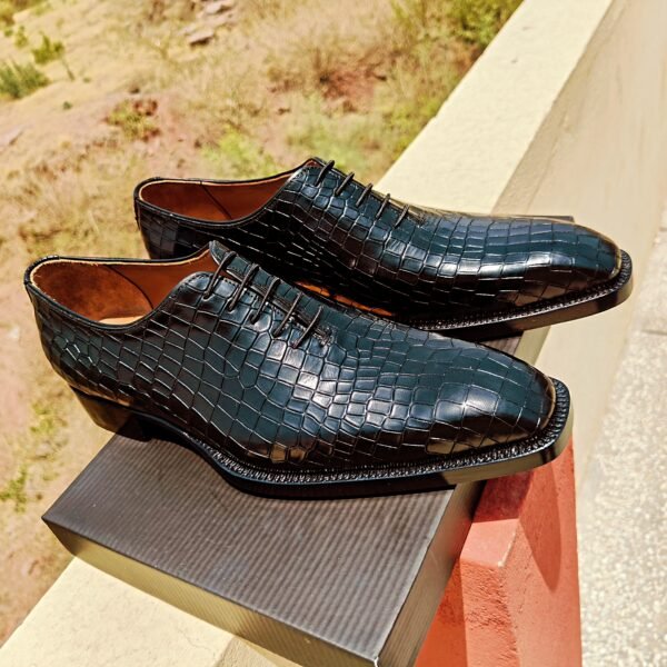 Croc Wholecut Oxfords for men – premium crocodile-embossed leather formal shoes – OX-CW-029