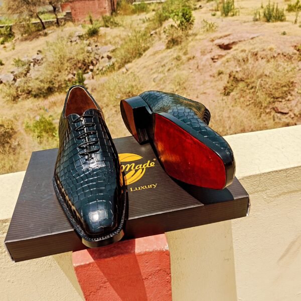 Croc Wholecut Oxfords for men – premium crocodile-embossed leather formal shoes – OX-CW-029