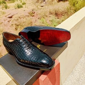 Croc Wholecut Oxfords for men – premium crocodile-embossed leather formal shoes – OX-CW-029